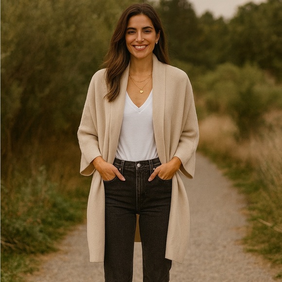 Kerisma Sweaters - Kerisma Mercer Open Cardigan Sweater Size S/M Beige Ecru Angora Casual Staple